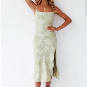 Verge Girl Sage Green Floral Cowl Neck midi dress in size AUS 8